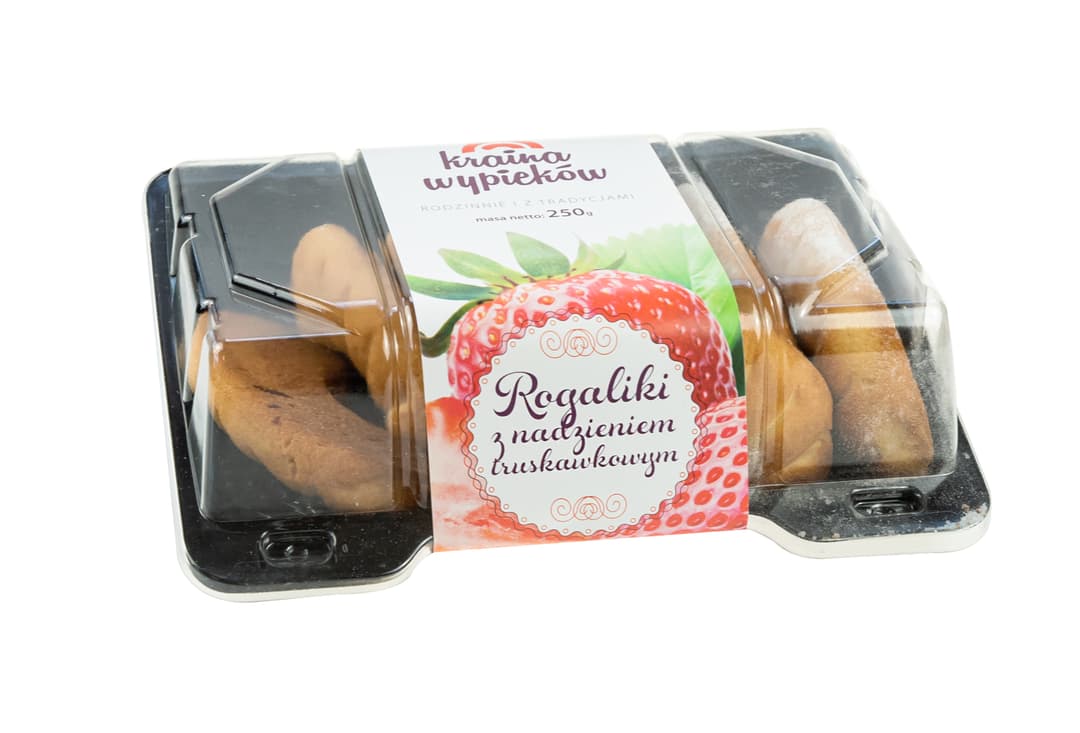 OLSZA KRAINA WYPIEKOW Rogaliki z nadzieniem o smaku truskawkowym. 37,96 zl/kg