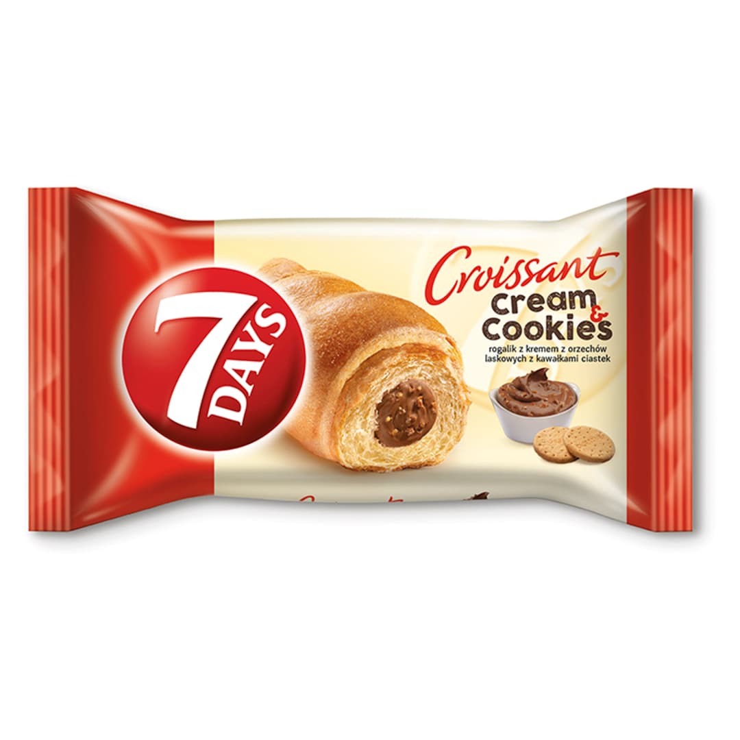 7 DAYS CREAM&COOKIES Rogalik z kremem z orzechow laskowych i kawalkami ciastek. 49,83 zl/kg
