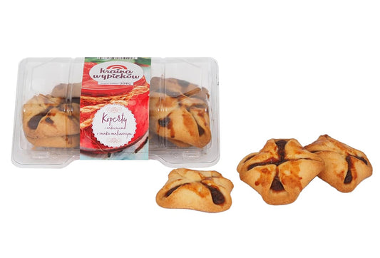 OLSZA KRAINA WYPIEKOW Koperty z nadzieniem o smaku malinowym. 37,96 zl/kg