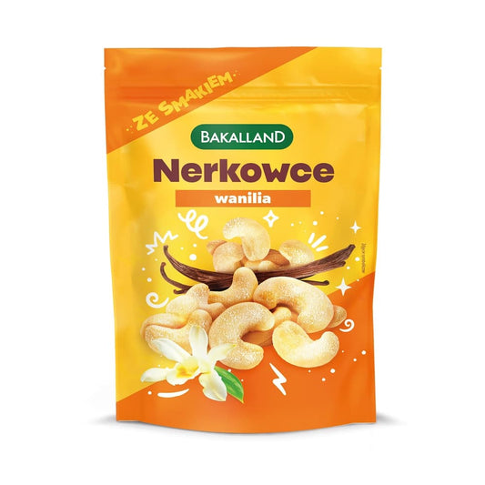 BAKALLAND Orzechy nerkowca prazone Wanilia. 142,71 zl/kg