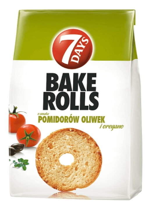7 DAYS BAKE ROLLS Chrupki chlebowe pomidor oliwki i oregano. 43,27 zl/kg