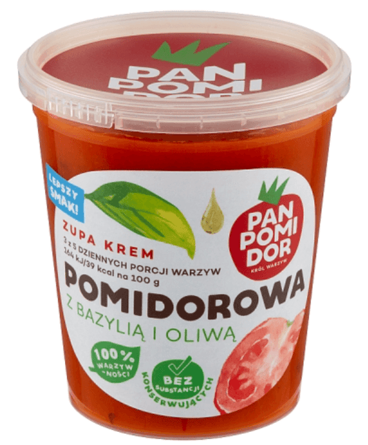 PAN POMIDOR Zupa krem pomidorowa z bazylia i oliwa. 18,98 zl/kg
