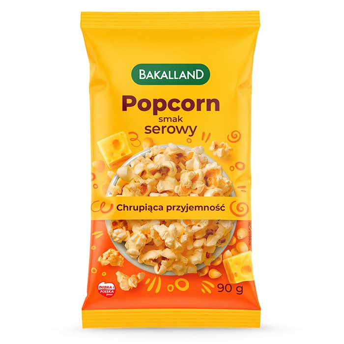 BAKALLAND Popcorn serowy. 25,44 zl/kg