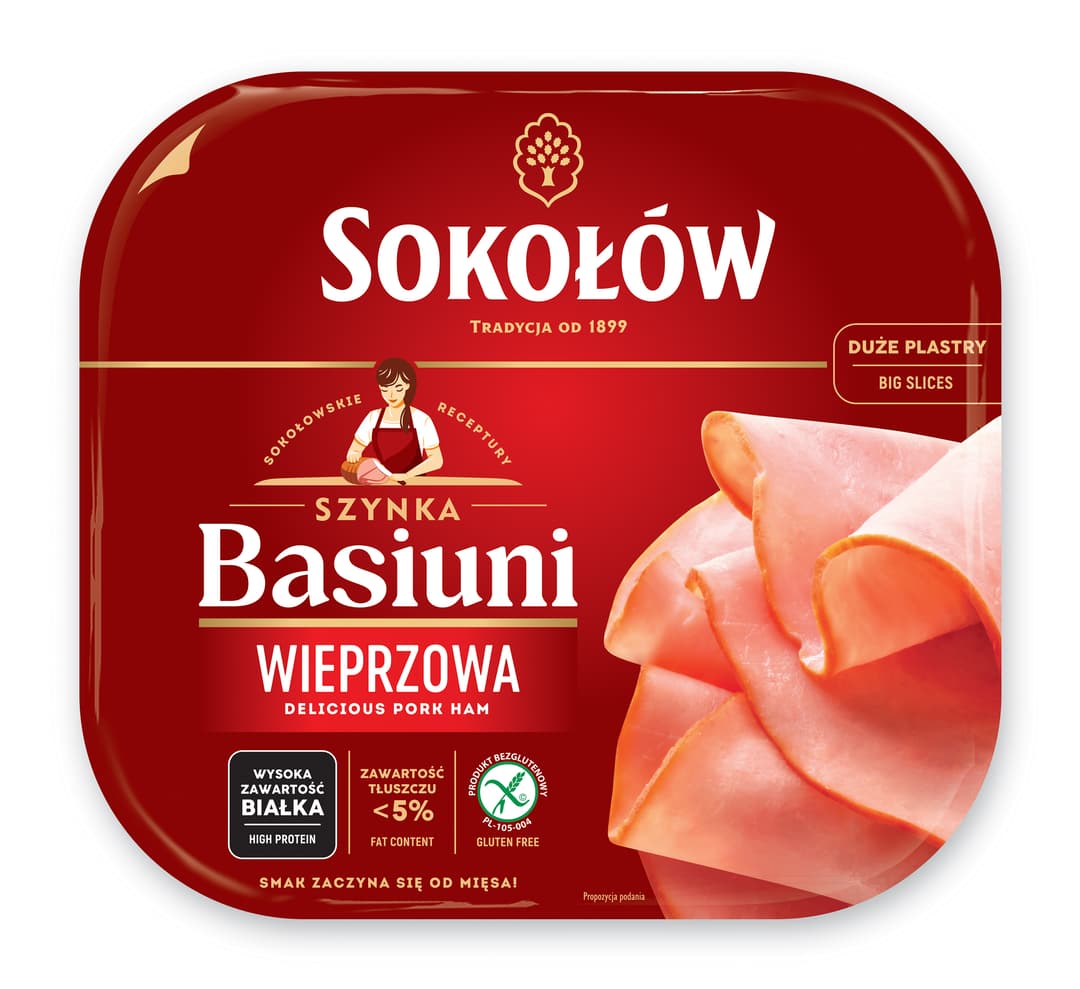 SOKOLOW Szynka Basiuni. 57,07 zl/kg