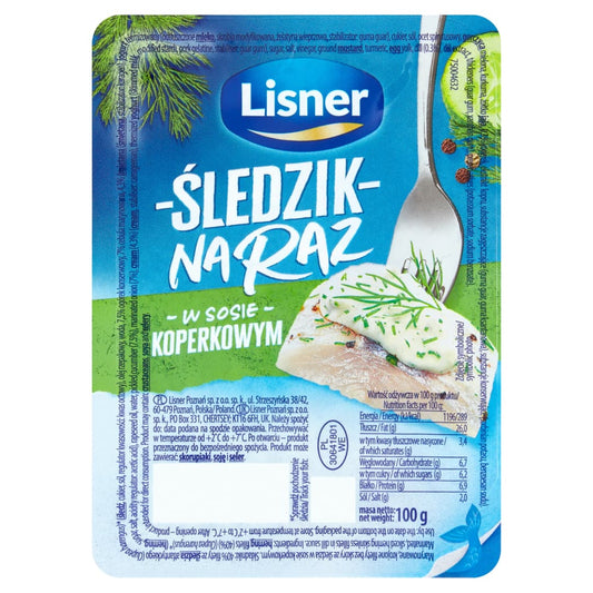 LISNER Sledzik na raz w sosie koperkowym. 38,90 zl/kg