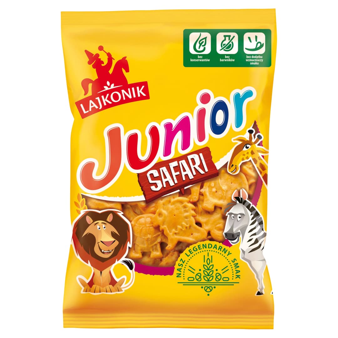 LAJKONIK JUNIOR SAFARI Drobne pieczywo o smaku waniliowym. 31,92 zl/kg